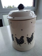 Vorratsdose aus Keramik, Hühner in schwarz-altweiss, ca. 12,5 cm, Landhaus