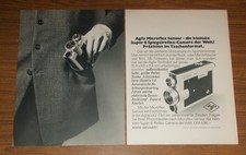 Seltene Werbung AGFA MICROFLEX SENSOR Kleinste Super 8 Camera der Welt 1969