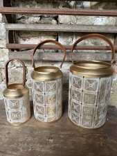 Windlicht Laterne Metall Leder