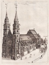 Nürnberg Nuremberg Lorenzkirche St. Lorenz Kirche Kupferstich Boener 1702