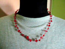 Halskette Perlenkette rot Collier verlängerbar