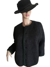 Trachten Strick Janker Gr. M L Jacke Wolle Grau Grün Unisex Damen Herren  Winter