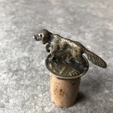 Korken Flaschenkorken Zierkorken Messing Bronze  Hund Jagdhund Setter Antik 