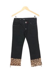 PHILIPP PLEIN Damen Jeans W26/34/XS Schwarz Texas Rock Leopard Nieten Straight