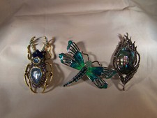 Broschen großer Käfer, Libelle, Muschelnadel, mit Strasssteine 3er Set *Part 03*