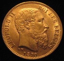 MDS BELGIEN 20 FRANCS 1870