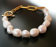 Echte Barock Perlen Armband Schmuck 750er vergoldet handgefertigt 