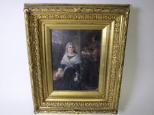 Gemälde, sign., massiver, altgoldfb. Prunkrahmen,~ 52 x 44 cm  VV434