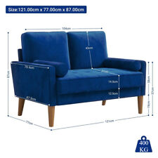 Couch 2 Sitzer Samt Kleine Sofa mit 2 Wurfkissen Modern Mini Sofa für Wohnzimmer