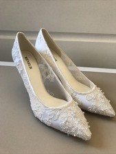 Menbur Brautschuhe Pumps Gr.39 Ivorie Perlen & Spitze 