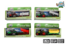Traktor Set Trecker mit Anhänger Kipper Fassanhänger Sound Licht 25 cm Neu