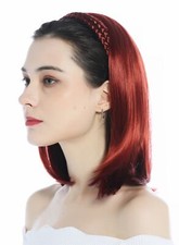 Halbperücke Haarteil geflochtener Haarreif schulterlang glatt Rot Kupferrot 