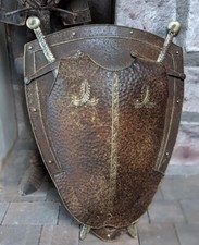 DEKO SCHILD RITTER BRUSTPANZER SCHWERT WANDDEKO MITTELALTER STIL METALL NEU 