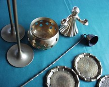 Messing Advent Weihnacht Kerzenständer Art Deco Untersetzer Engel Kerzenlöscher