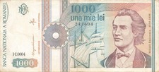 Rumänien Romania 1000 Lei 1991 P101Aa VF (Serie H0004)
