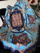 LUXUS RIESEN SEIDENTUCH 130*130•SÄTTEL•PFERD•FOULARD LUXUSMARKE STOLA•SEIDENFEEL
