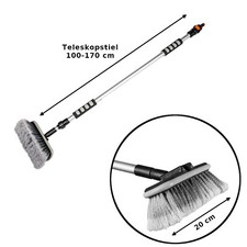 Alu Teleskop Waschbürste 100-170cm KFZ Autowaschbürste ausziehbar LKW Bürste PKW