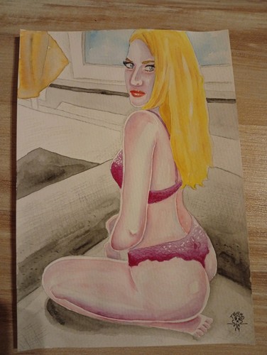 Aquarell gemälde akt frau auf - gemälde,
