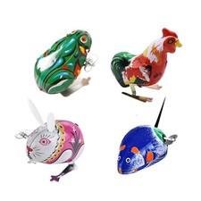 4 Stück Blechspielzeug Aufziehen Tierfiguren Kaninchen Kaninchen Hahn