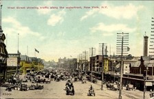 Ak Manhattan New York City USA, West Street, Verkehr, Wasserfront,   - 4893771