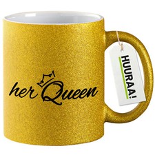 Glitzer-Kaffeetasse her Queen Krone Geschenkidee Souvenir Präsent Wichtelgeschen