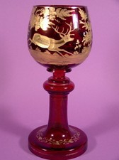 Alter großer Weinrömer Pokal Römer Rubinglas Ludwig Moser um 1870/80