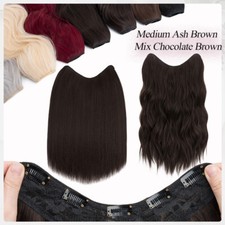 3/4 Natürlich CLIP IN EXTENSIONS Haarverlängerung Haarteil Gewellt Lang Dicker