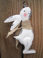 Shabby Metallhänger Hase "Michel" weiß Ostern Osterhase Deko Anhänger süüüüssss