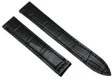 Uhrenarmband 17mm für Faltschliesse Tank Krokoprägung schwarz / 48