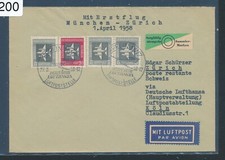 0200) Schweiz, LH FF München - Zürich 1.4.58, Brief ab DDR