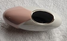 Vase Keramik weiss-rosa oval formano Öffnung 7/4 cm oval H. 13cm B. 20cm