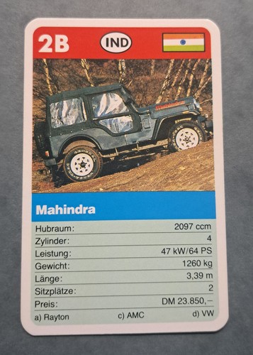 Mahindra einzelkarte - mahindra, 2b