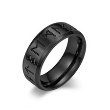 8mm Edelstahl Ring Herren Bandring Retro Vikings Wikinger Runen Schmuck Männer