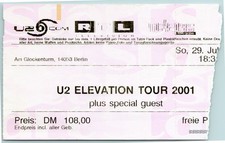 U2 Ticket 2001 Elevation Tour