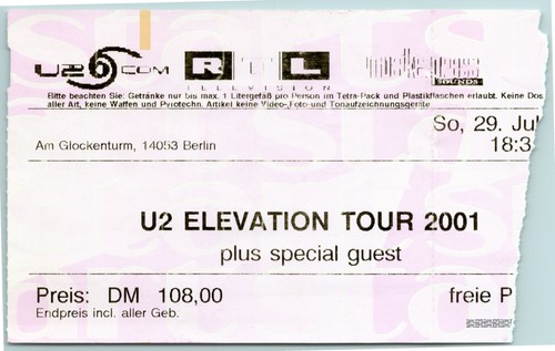 Ticket 2001 elevation tour - ticket,