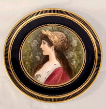 Gr. Wandteller Zierteller MZ Austria Moritz Zdekauer Portraitteller Kobalt Gold