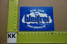 Alter Aufkleber Umweltschutz Benzin bleifrei Blaue Plakette 1986 GREENPEACE