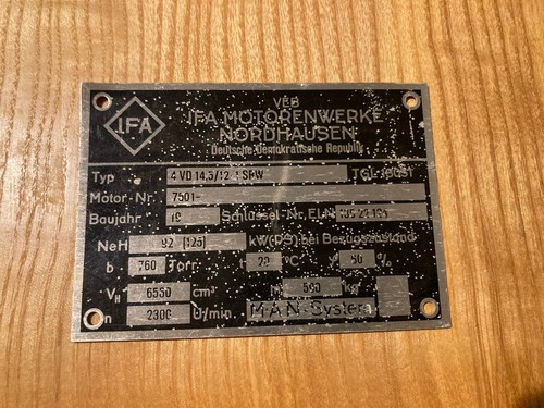 Typenschild ifa motorenwerke - ifa,