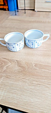 Porzellan  2 Tassen  Rauenstein blau weiss