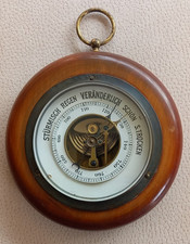 Antikes Barometer aus Holz Wetterstation rundes Design Sammlerstück