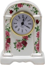 Kleine Kaminuhr Porzellan Rose