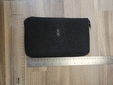 Grosser Geldbeutel aus Rochenleder Vintage Schwarz