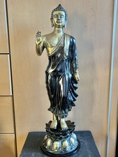 Edle stehende Buddha-Statue aus massiver Bronze – fein gearbeitet 56cm