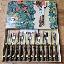 WMF Burgund Brotzeitbesteck 6 Personen 12 Teile, fast neuwertig
