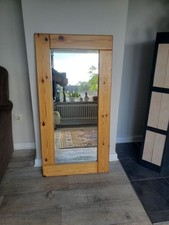 Retro alter Wand Spiegel Kiefern Holz 117cm Standspiegel Ankleidespiegel 70-80er