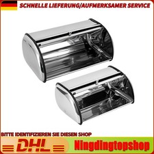 Edelstahl Roll-Up-Deckel Brotkasten Brot-Be?h?lter Aufbewahrung Mit Fenster