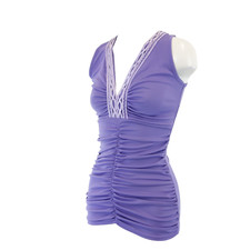 Top KLAUS DILKRATH Lila Damen Shirt Oberteil Ärmellos Gesmokt DE 34 XS Np 89 Neu