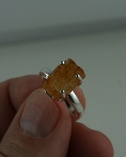 Sterling Silber Ring Größe 54 natürlicher Imperial Topas aus Brasilien