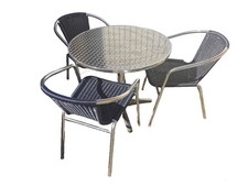 Bistro-Set 3x Stuhl Alu mit