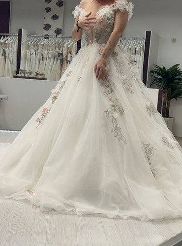 Brautkleid linie weiß tüll - weiß,